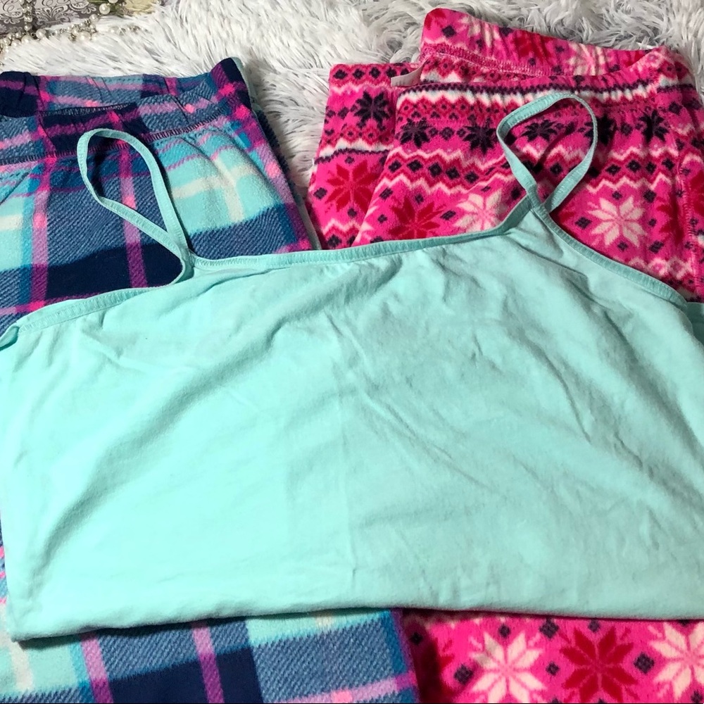 Flirtitide 3-Piece Pajama Set - Fleece Bottoms - Spaghetti Strap Top